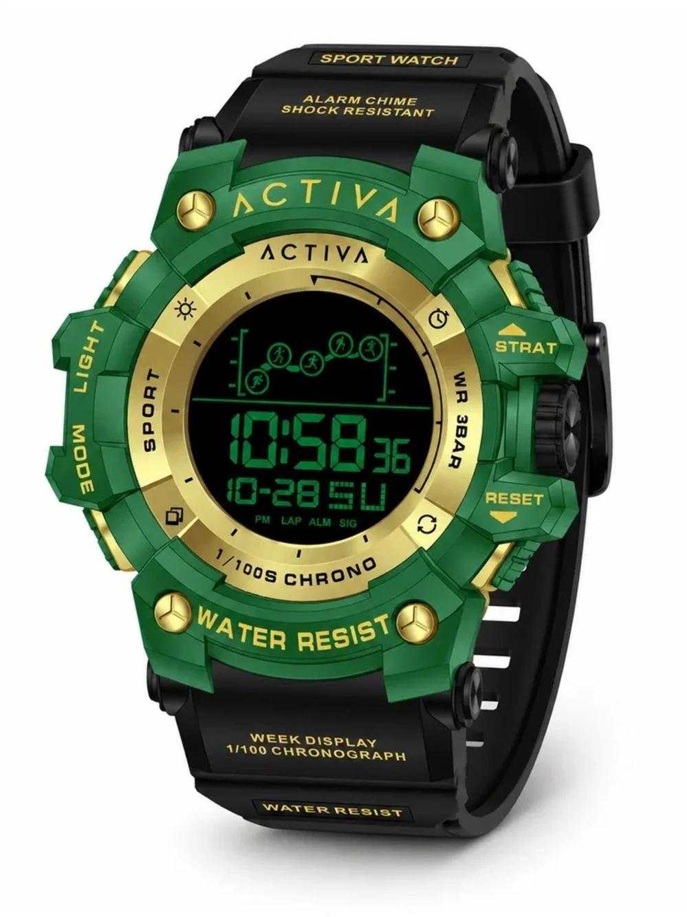 NWT Activa Summit X Invicta Unisex Digital Sport Watch Black Green ACW8082-022
